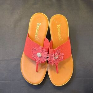 BRAND NEW TOSCANELLA WEDGE OPEN TOE  THONG STRAP SANDAL
